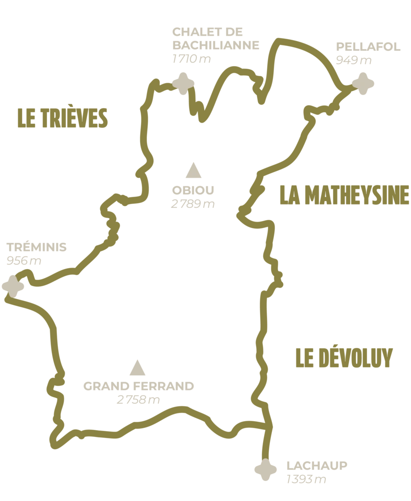 Carte du tracé du tour de l'Obiou